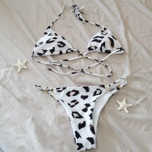 Animal print high cut bikini